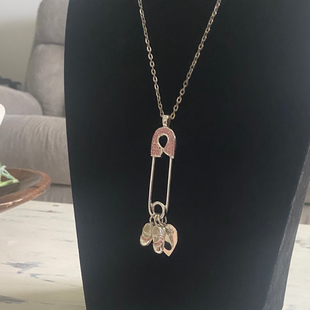 Lenox Babygirl Safety Pin Pendant Necklace 45$